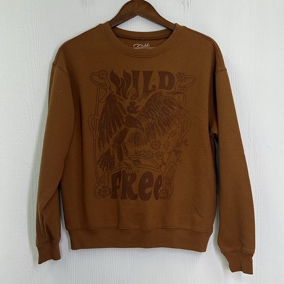 Cold Crush - Wild And Free Bald Eagle Graphic Brown Long Sleeve Sweatshirt Large - Picture 5 of 7